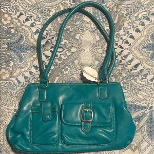 Teal Leather Shoulder Bag